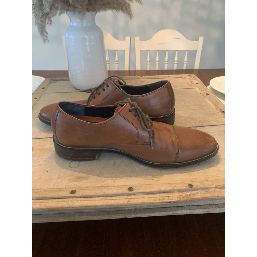 Cole Haan Lenox Hill C11632 Oxfords Men's 8.5 Brown Cap Toe Leather‎ Dress Shoes